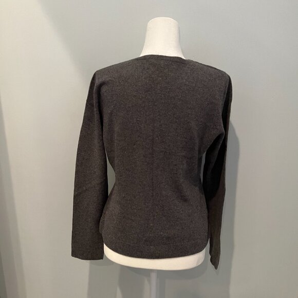 GARNET HILL | Essential Cashmere Retro Cardigan - Charcoal - Picture 6 of 9